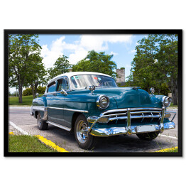 Plakat w ramie Kuba - karaibski amerykański klasyczny samochód