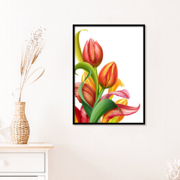 Piękne kwiaty tulipanów - kolorowa akwarela w pięknych kolorach