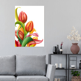Plakat Piękne kwiaty tulipanów - kolorowa akwarela w pięknych kolorach