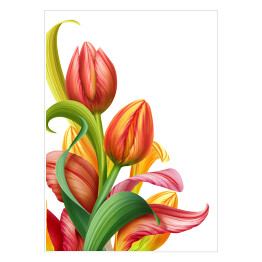 Plakat Piękne kwiaty tulipanów - kolorowa akwarela w pięknych kolorach