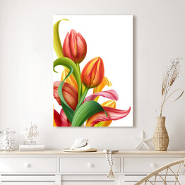 Piękne kwiaty tulipanów - kolorowa akwarela w pięknych kolorach
