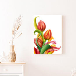 Obraz na płótnie Piękne kwiaty tulipanów - kolorowa akwarela w pięknych kolorach