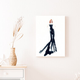 Obraz klasyczny Kobieta w długiej, czarnej sukience - rysunek żurnalowy