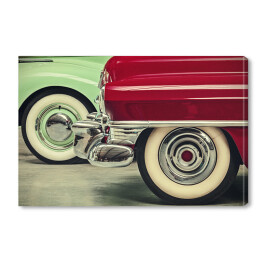 Obraz na płótnie Czerwony i miętowy samochód w stylu retro