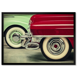 Plakat w ramie Czerwony i miętowy samochód w stylu retro