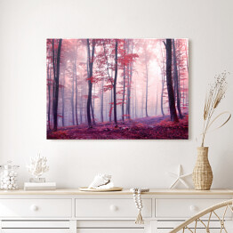 Obraz na płótnie Jesienny las w odcieniach fioletu i czerwieni