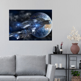 Plakat samoprzylepny Statek kosmiczny opuszczający Ziemię