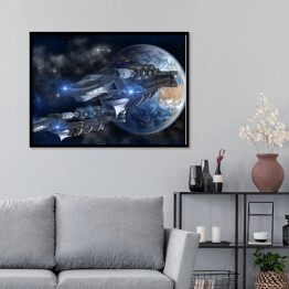Plakat w ramie Statek kosmiczny opuszczający Ziemię