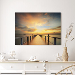 Obraz na płótnie Drewniany most prowadzący w kierunku słońca