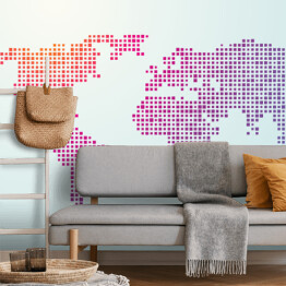 Fototapeta samoprzylepna Mapa świata złożona z małych kolorowych kwadratów