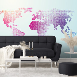 Fototapeta winylowa zmywalna Mapa świata złożona z małych kolorowych kwadratów