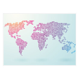 Plakat Mapa świata złożona z małych kolorowych kwadratów
