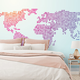 Fototapeta Mapa świata złożona z małych kolorowych kwadratów