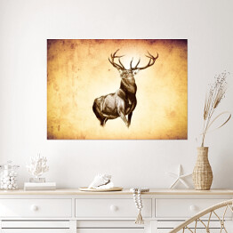 Plakat Ilustracja z jeleniem