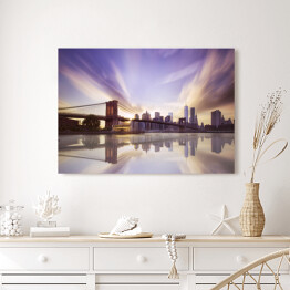 Obraz na płótnie Rozwiane chmury nad Mostem Brooklińskim 