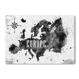 Obraz na płótnie Mapa Europy - czarno biała akwarela