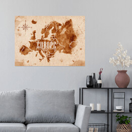 Plakat Mapa Europy w stylu retro