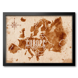 Obraz w ramie Mapa Europy w stylu retro