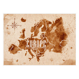 Plakat samoprzylepny Mapa Europy w stylu retro