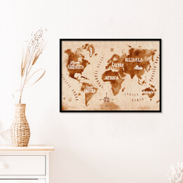 Plakat w ramie Mapa świata mapa w stylu retro