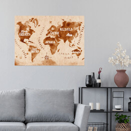 Plakat Mapa świata mapa w stylu retro
