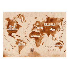 Plakat samoprzylepny Mapa świata mapa w stylu retro