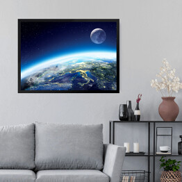 Obraz w ramie Widok z kosmosu Ziemi i Księżyca