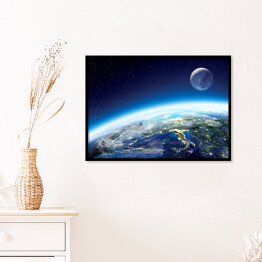 Plakat w ramie Widok z kosmosu Ziemi i Księżyca