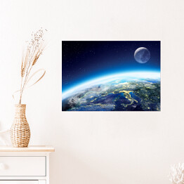 Plakat Widok z kosmosu Ziemi i Księżyca