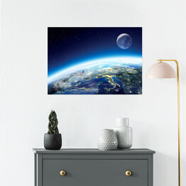 Plakat samoprzylepny Widok z kosmosu Ziemi i Księżyca