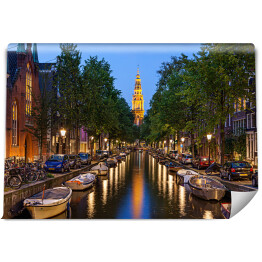 Fototapeta winylowa zmywalna Amsterdamskie kanały nocą