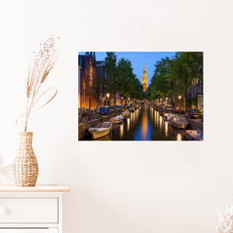Plakat Amsterdamskie kanały nocą
