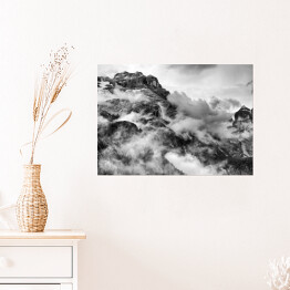 Plakat Góry Dolomity w czarnym i białym kolorze