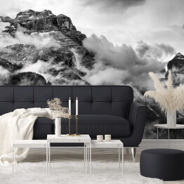 Fototapeta winylowa zmywalna Góry Dolomity w czarnym i białym kolorze