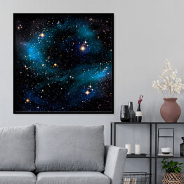 Plakat w ramie Nocne niebiesko czarne niebo i gwiazdy