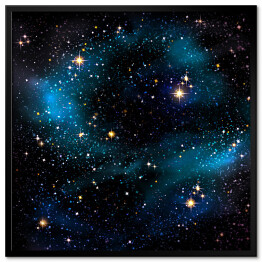 Plakat w ramie Nocne niebiesko czarne niebo i gwiazdy