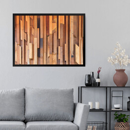 Obraz w ramie Ściana z drewnianych różnych desek