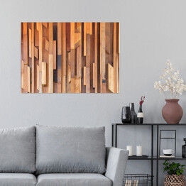 Plakat samoprzylepny Ściana z drewnianych różnych desek