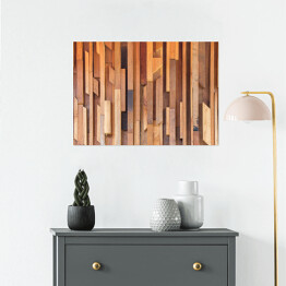 Plakat samoprzylepny Ściana z drewnianych różnych desek