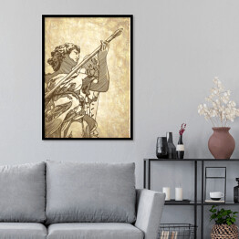 Plakat w ramie Rysunek - marmurowy posąg anioła