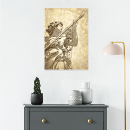 Plakat samoprzylepny Rysunek - marmurowy posąg anioła