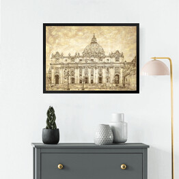 Obraz w ramie Katedra Świętego Piotra w Rzymie - rysunek