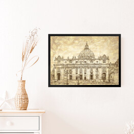 Obraz w ramie Katedra Świętego Piotra w Rzymie - rysunek