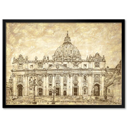 Plakat w ramie Katedra Świętego Piotra w Rzymie - rysunek