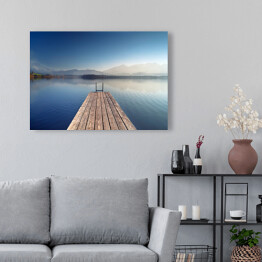 Obraz na płótnie Drewniany pomost na środku jeziora