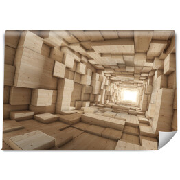 Tunel z drewnianych brył 3D