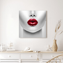 Obraz na płótnie Czerwone usta - portret kobiety