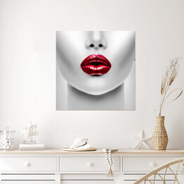 Plakat samoprzylepny Czerwone usta - portret kobiety