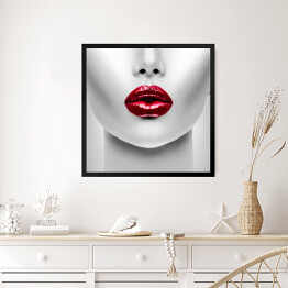 Obraz w ramie Czerwone usta - portret kobiety