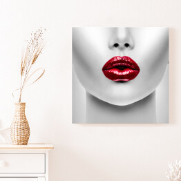 Obraz na płótnie Czerwone usta - portret kobiety
